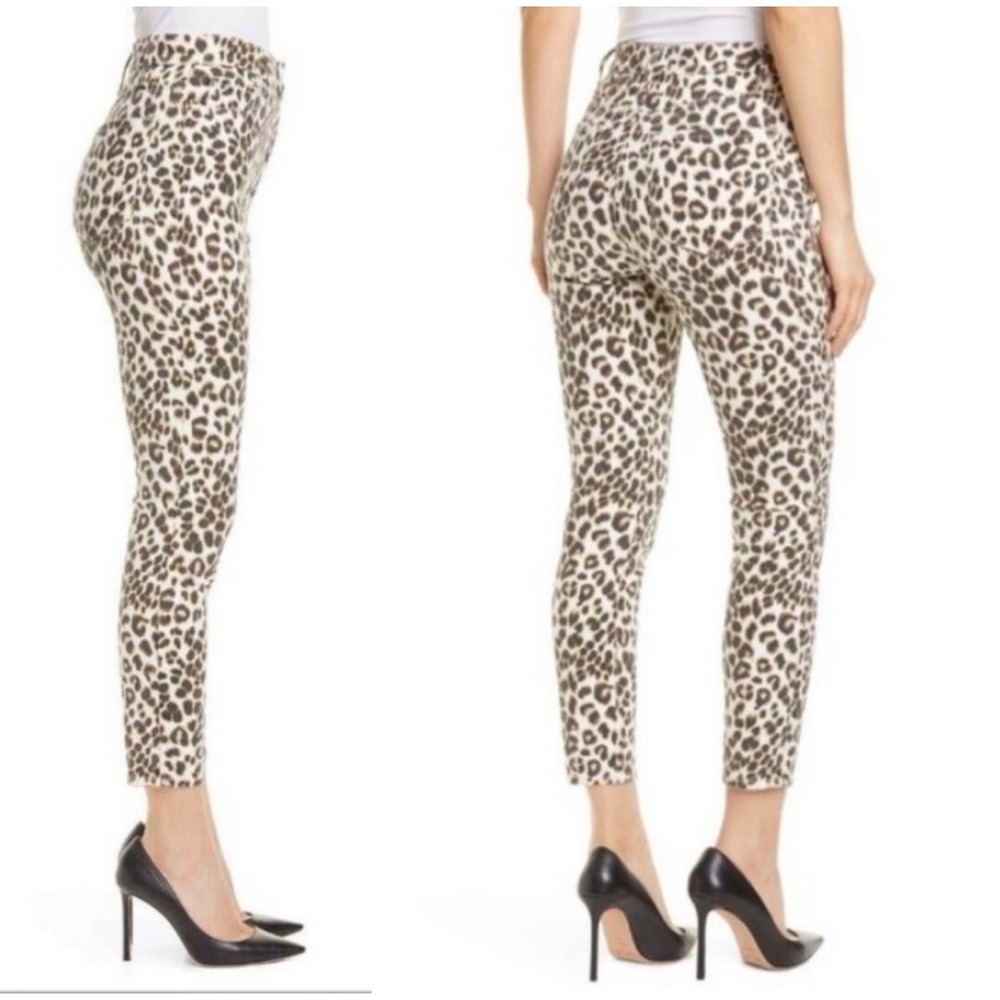 FRAME Ali High Rise Cigarette Jeans Womens 27 x 25 Leopard AOP Slim Chic Modern